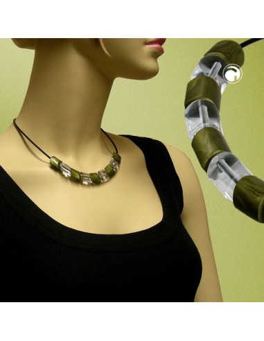 necklace beads green 45cm