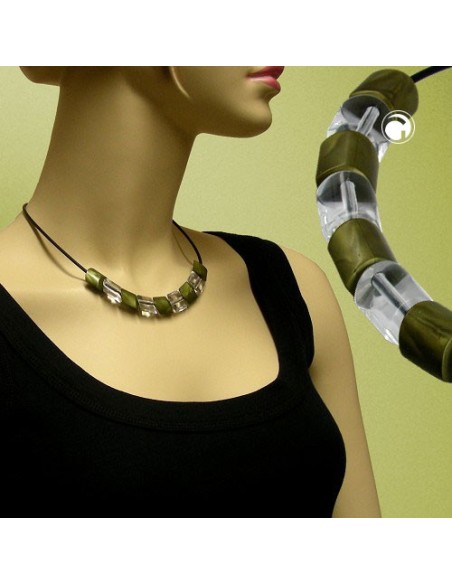 necklace beads green 45cm