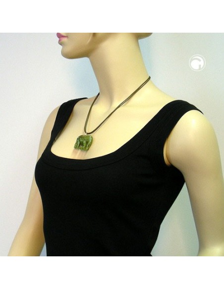 necklace elephant green/ olive