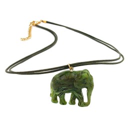 necklace elephant green/ olive