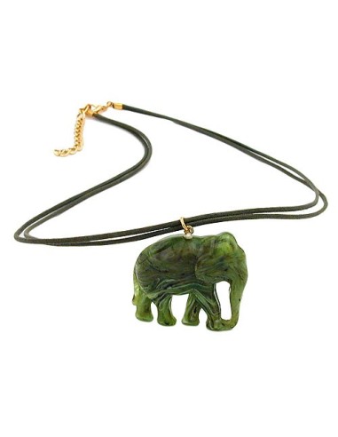necklace elephant green/ olive
