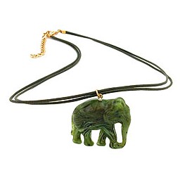 necklace elephant green/ olive