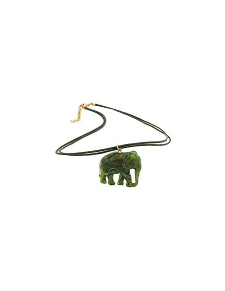 necklace elephant green/ olive