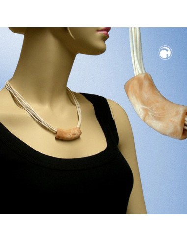 necklace tube flat curved beige 50cm