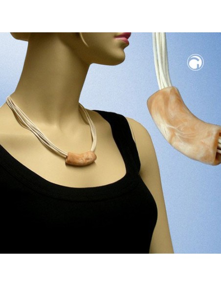 necklace tube flat curved beige 50cm