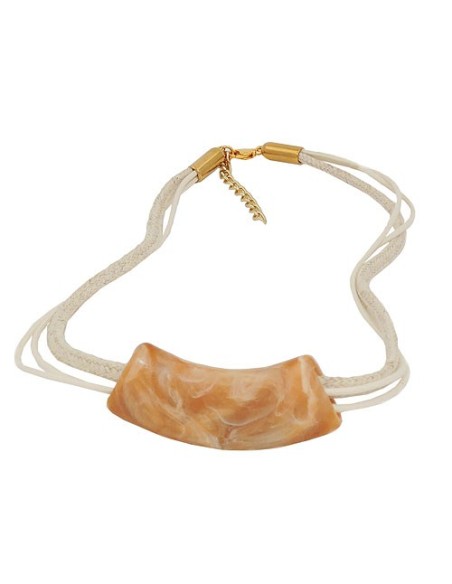 necklace tube flat curved beige 50cm