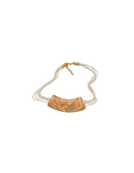 necklace tube flat curved beige 50cm