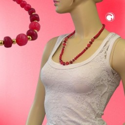 necklace beads raspberry red