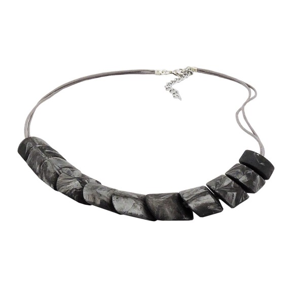 necklace slanted bead grey marbled