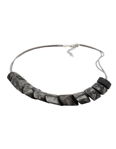 necklace slanted bead grey marbled