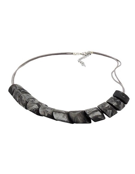 necklace slanted bead grey marbled