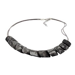 necklace slanted bead grey marbled