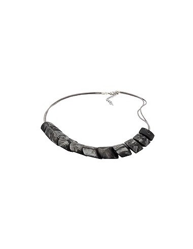 necklace slanted bead grey marbled