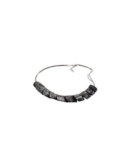 necklace slanted bead grey marbled