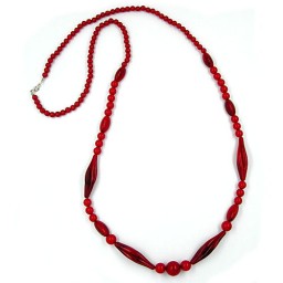 necklace beads red-black 95cm