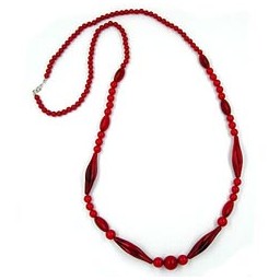 necklace beads red-black 95cm