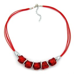 necklace stone bead red-transparent 50cm