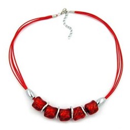 necklace stone bead red-transparent 50cm