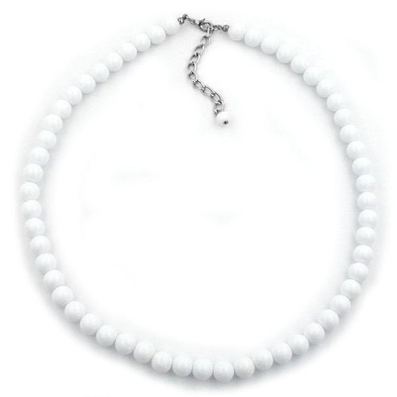 necklace beads 6mm white-shiny 45cm