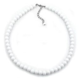 necklace beads 6mm white-shiny 45cm