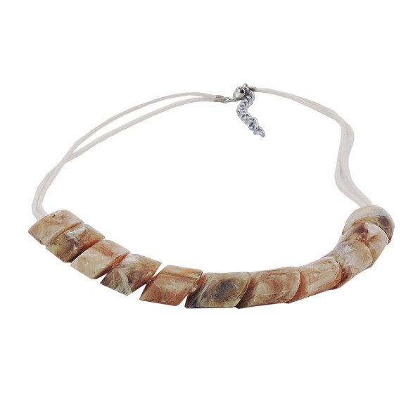 necklace slanted beads beige marbled