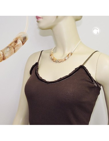 necklace slanted beads beige marbled