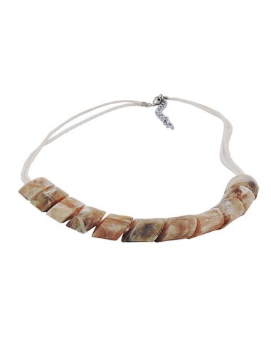 necklace slanted beads beige marbled