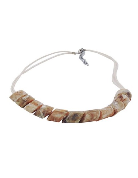 necklace slanted beads beige marbled