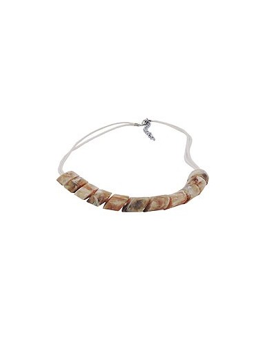 necklace slanted beads beige marbled