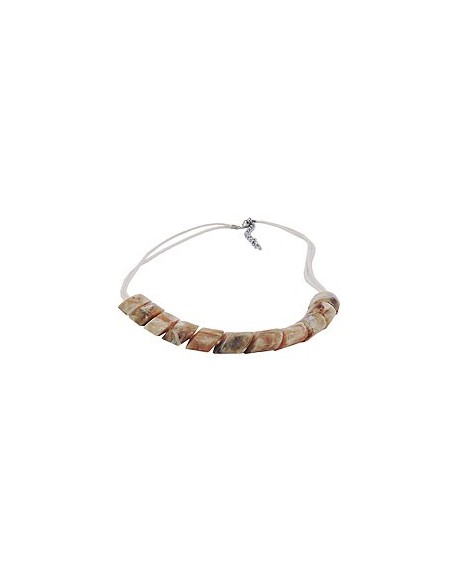 necklace slanted beads beige marbled