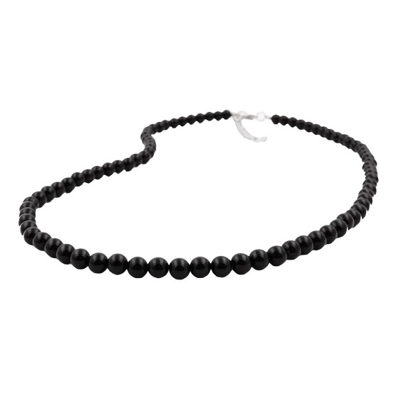 necklace beads 6mm black 70cm