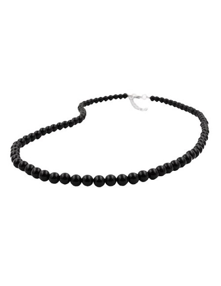 necklace beads 6mm black 70cm