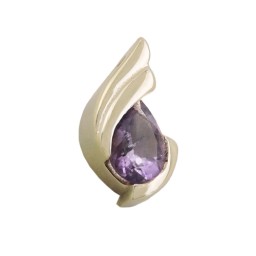 pendant 12x6mm drop shape amethyst 9k gold