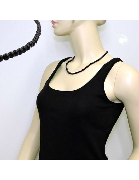 necklace beads 6mm black 50cm