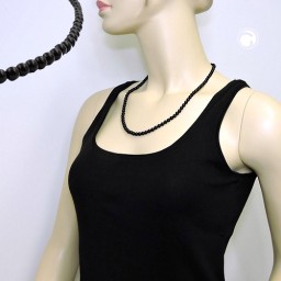 necklace beads 6mm black 55cm