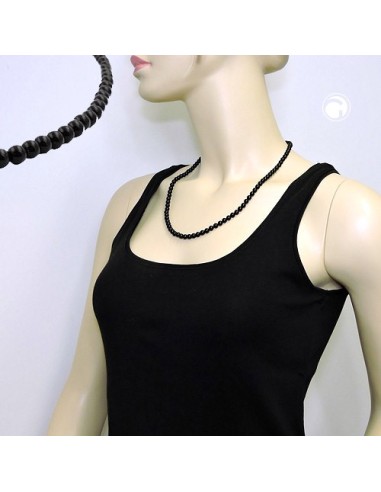 necklace beads 6mm black 55cm