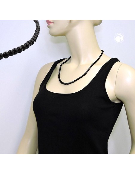 necklace beads 6mm black 55cm
