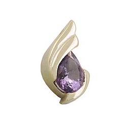 pendant 12x6mm drop shape amethyst 9k gold