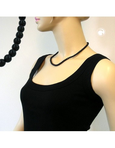 necklace beads 6mm black 45cm