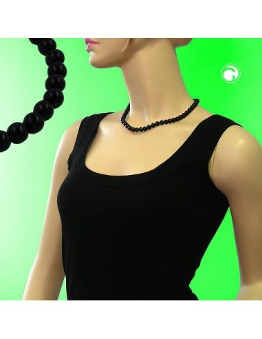necklace beads 6mm black 42cm