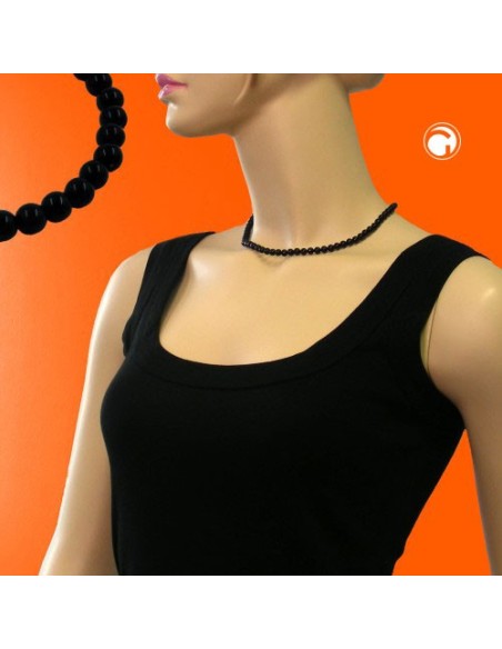 necklace beads 6mm black 40cm