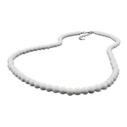 necklace beads 6mm white-shiny 80cm