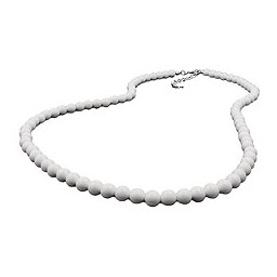 necklace beads 6mm white-shiny 80cm