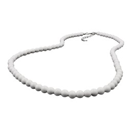 necklace beads 6mm white-shiny 40cm