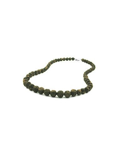necklace baroque beads olive-green marbled