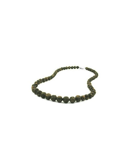 necklace baroque beads olive-green marbled