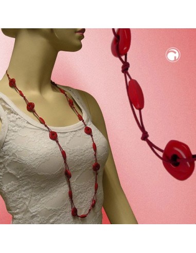 necklace red disk beads red cord