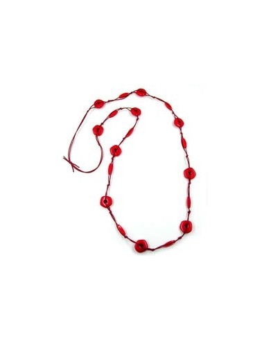 necklace red disk beads red cord