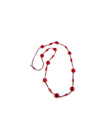 necklace red disk beads red cord