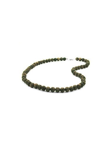necklace baroque beads 10mm olive-green marbled